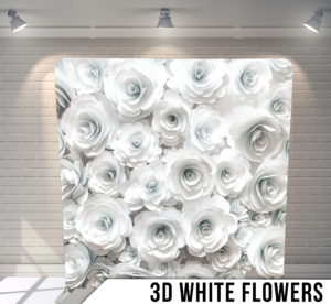Pillow Backdrop 3D White Flowers