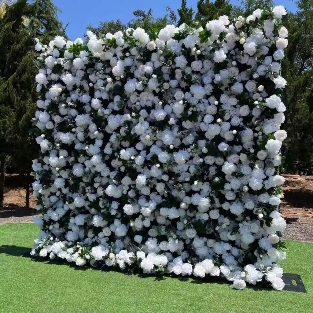 A white roses wall outside the yard.